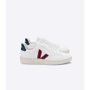 Veja V-12 LEATHER Sneakers Dames White/Red | NL 675FDN